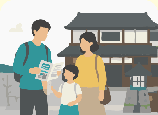 家族でお出かけを楽しむイラスト